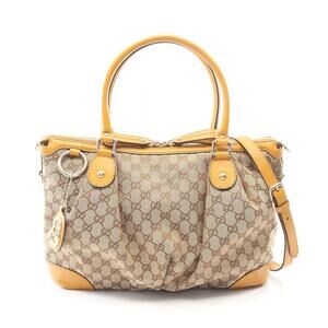 Gucci Sukey GG Canvas Handbag Leather Beige Brown
